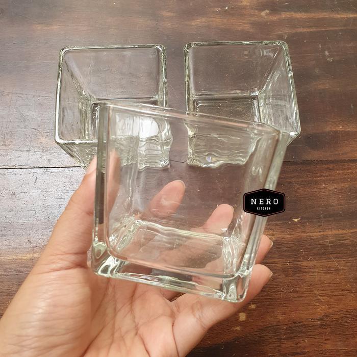 Gelas Kotak / Gelas Kaca Kotak / Vas Kotak Kaca / Tempat Lilin kaca kotak / Square Glass