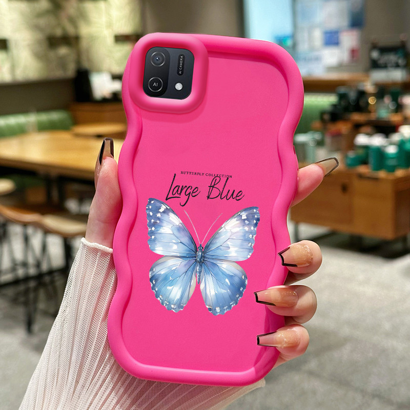 Casing Hp Untuk OPPO A16K A16E Case Label Kupu-kupu Cesing Polos Kasing Macaron gelombang Kesing Sil