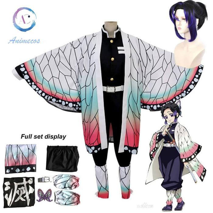 TERBARU Anime Demon Slayer Kostum cosplay Kochou Shinobu Kostum untuk anak -anak Kostum aktivitas