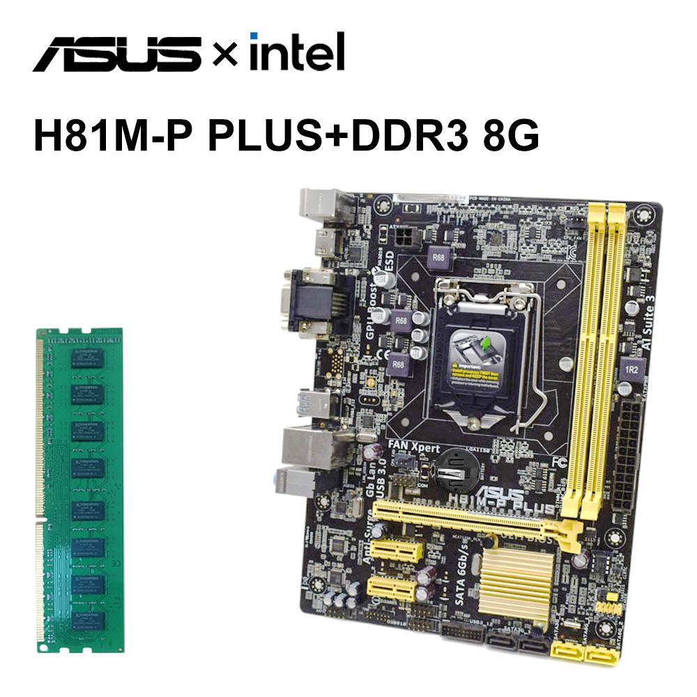 . 1150 Motherboard Kit Asus H81M-P Plus With I7 4790+Ddr3 8G Intel -
