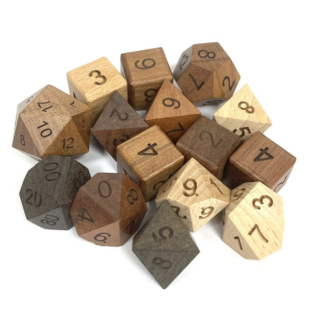 Polyhedral Dices Set Vintage Wooden Dices Role Playing Table Game Dices D4-D20 Polyhedral Games Dice