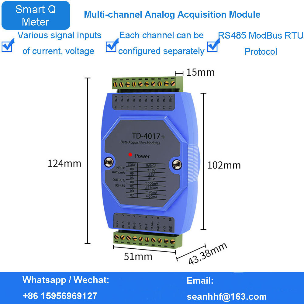 ANALOG INPUT MODULE 8-WAY ACQUISITION TO RS485MODBUS VOLTAGE CURRENT THERMAL RESISTANCE GALVANIC