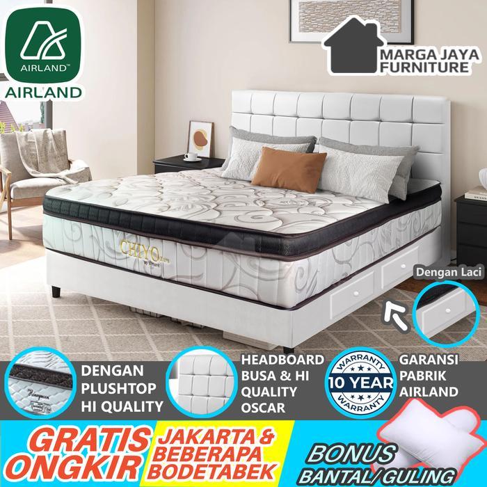 Set Springbed Kasur Airland Plushtop 120 X 200 Tempat Tidur Matras Ranjang Divan Sandaran Spring Bed