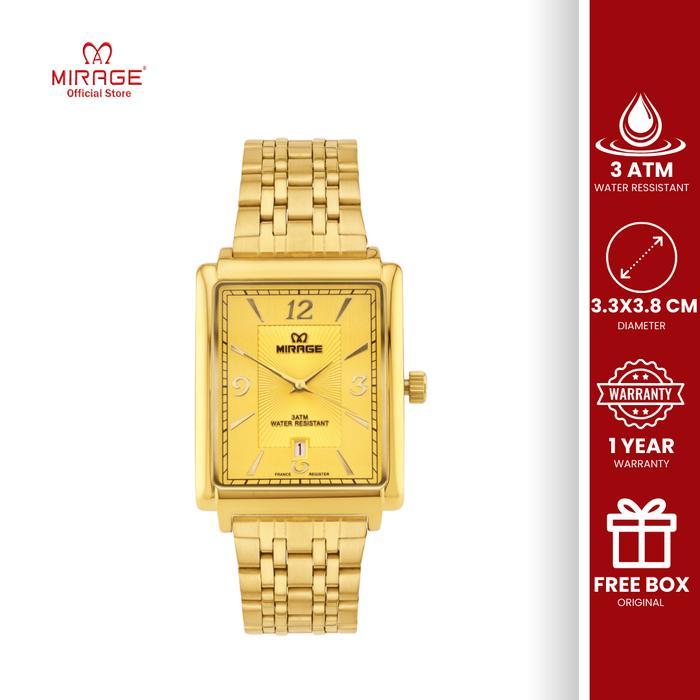 Mirage Watch - Jam Tangan Pria Mewah Anti Air Gold Analog Segi Kasual Trendy 8836 M
