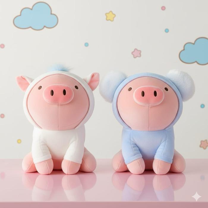 Miniso 10in. Sitting Piglet Plush Toy with Hat