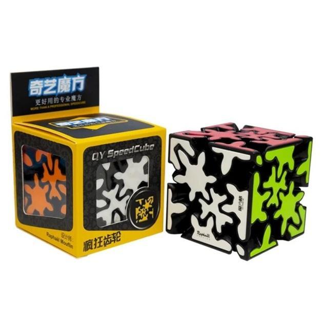 ` Magic Cube QiYi Gear Axis Cube - Crazy Gear Cube 3x3 Black base Puzzle Kubus Blackbase