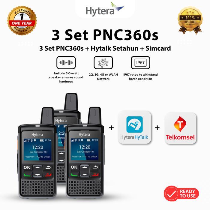 Hytera PNC360s [3set] POC Radio Siap Pakai Include Akun Hytalk & Simcard 1 Tahun IP67 2G 3G 4G Wi-Fi