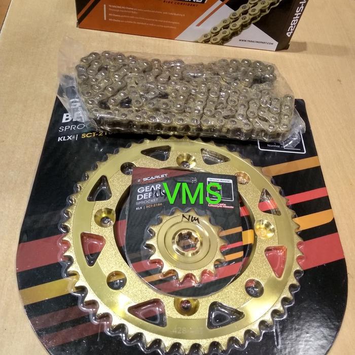 gir KLX dtraker 150 gir set klx scarlet gold rantai tk gir klx gold