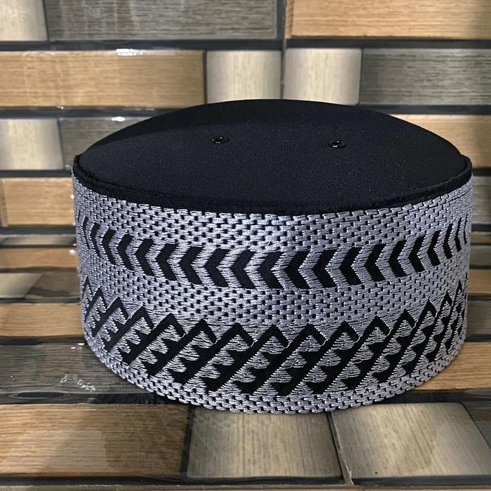 Peci Kopiah Pria Asagofah Full Bordir Bugis / Peci Kopiah Haji Kaku Katun Dewasa Hitam Kain Kulit