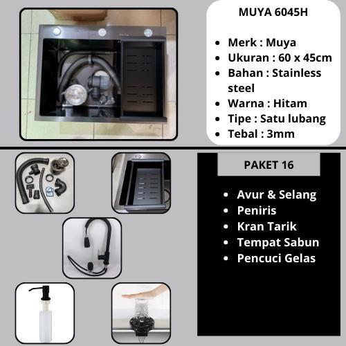 Kitchen Sink 6045 black / Bak Cuci Piring 1 Lubang Hitam