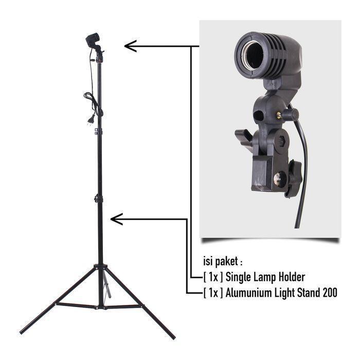 Tripod / Light Stand Dengan Lamp Holder E27 Perlengkapan Studio Foto