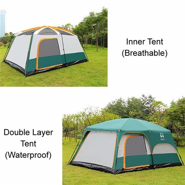 TENDA CAMPING KELUARGA BESAR 2 RUANG TENDA KEMPING UNTUK 8 - 12 ORANG TENDA CAMPING 10 ORANG TENDA
