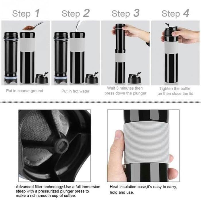 Coffee Tumbler Gelas Kopi Portable - French Press Tumbler Coffee Maker