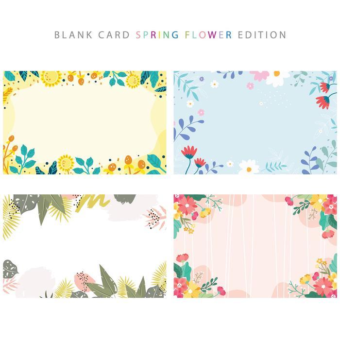 Blank Card Spring Flower Greeting Card Kartu Ucapan Kosong Floral