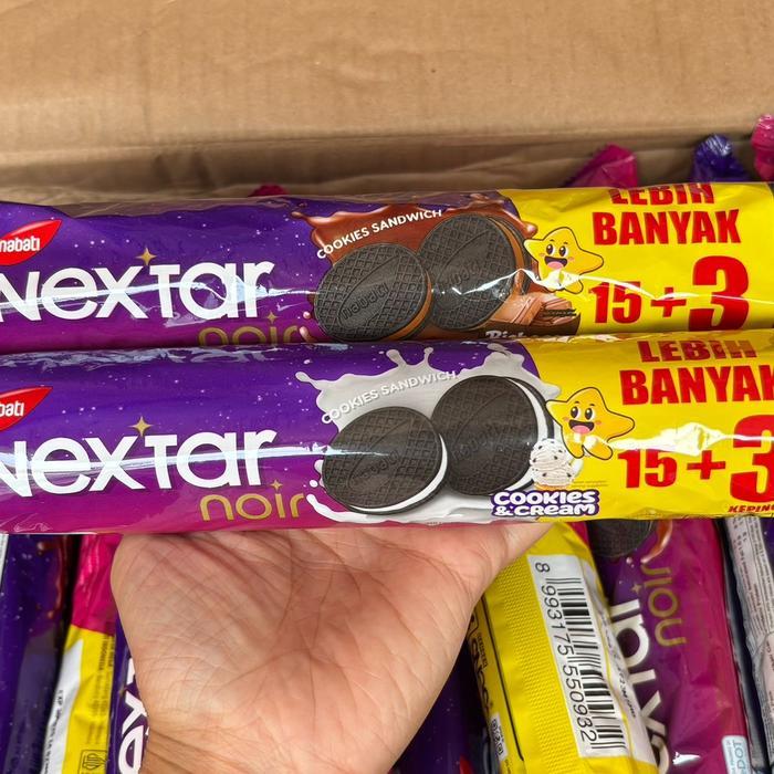 Agen distributor makanan ringan snack ultah anak cemilan biskuit nabati nextar noir cookies sandwich