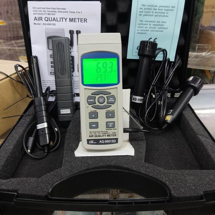 LUTRON AQ-9901SD AIR QUALITY METER - ALAT UKUR KUALITAS UDARA FUNGSI OXYGEN, CO, CO2, HUMIDITY DAN