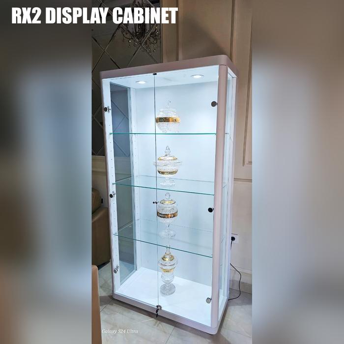 lemari rak pajang kaca pajangan kristal hiasan patung koleksi keramik