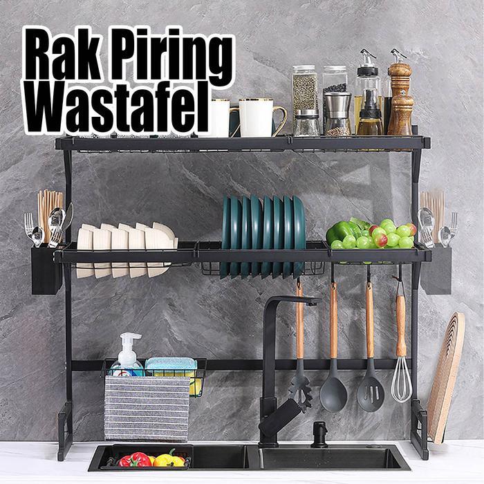 Rak Piring Wastafel Stainless Rak Wastafel Rak Pengering Piring Bagus Tebal Anti Karat 65/85cm