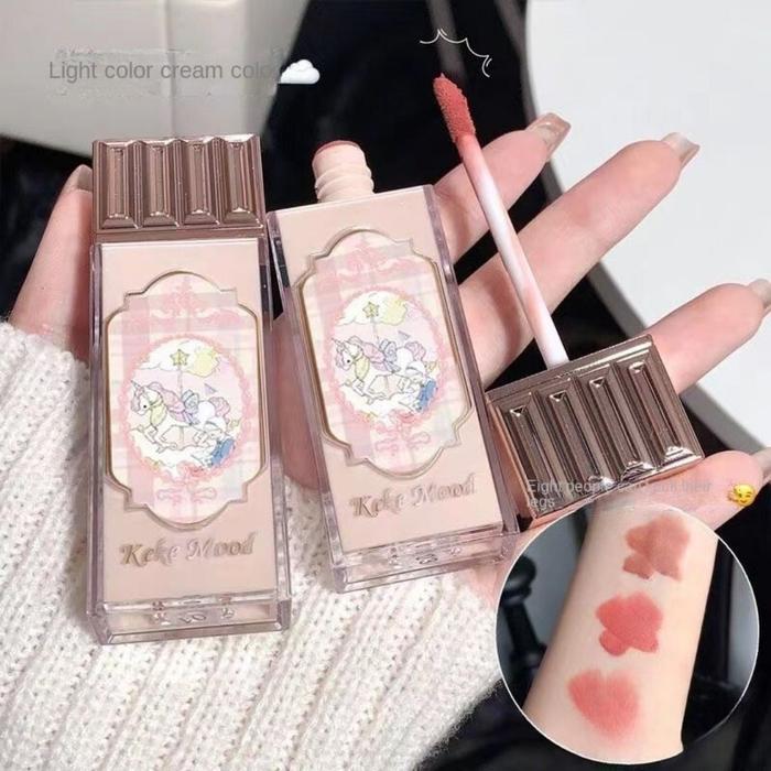 30/ KEKEMOOD Chocolate Lip Cream Velvet Matte Lipstik Coklat Chocolate Lipstick Matte Gloss Kering