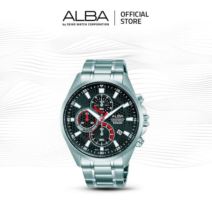 PROMO BESAR Alba Active Jam Tangan Pria Chronograph AM3875 / AM3875X1 Quartz Black Red Dial