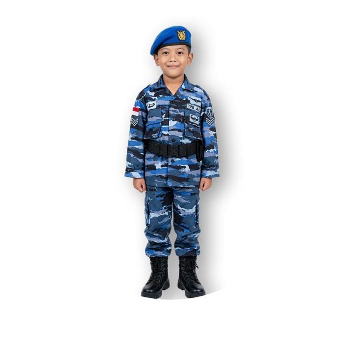 Kostum TNI AU Anak Lengkap Aksesoris Baju Karnaval Anak TNI AU / Angkatan Udara Setelan Kostum TNI