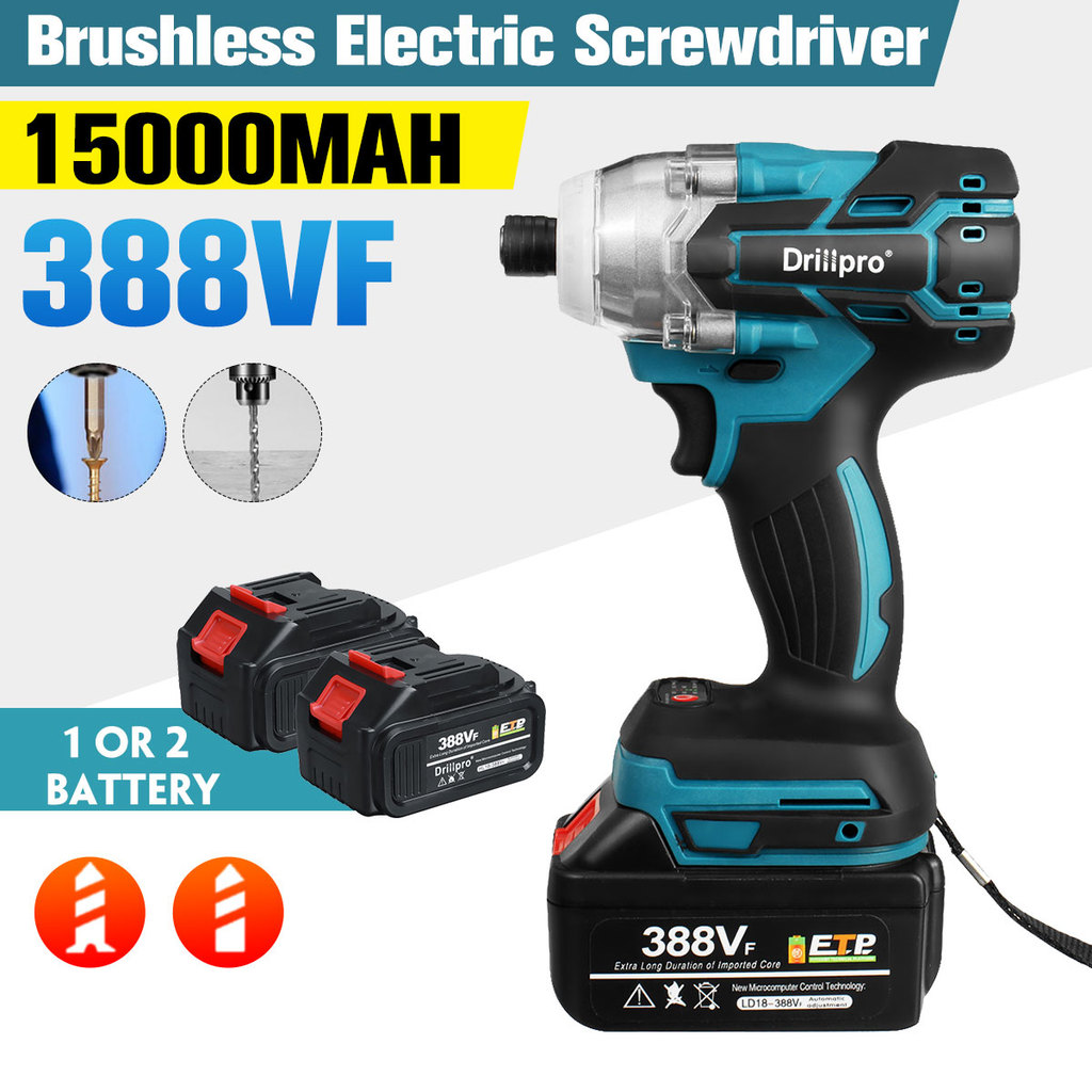 . Drillpro 388Vf Cordless Brushless Electric Screwdriver 1/4 Inch Power -