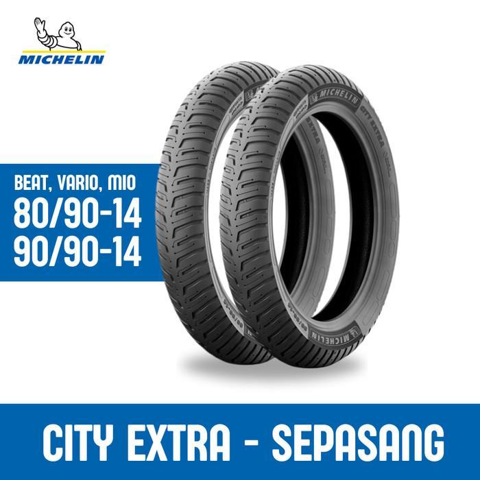 Sepasang Ban Motor Vario Beat Mio Michelin City Extra Size 90-90 Dan 80-90 R14 - Ban Motor Tubles