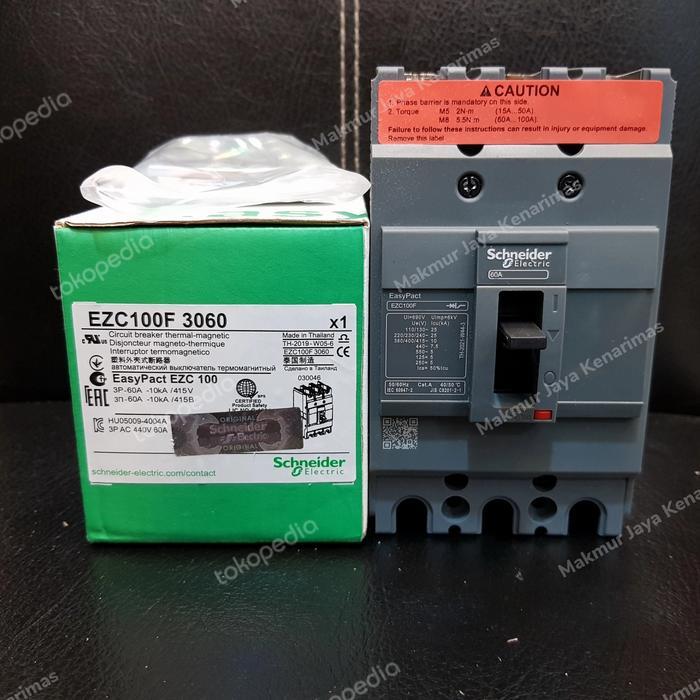 ` MCCB EASYPACT EZC 60A SCHNEIDER ORIGINAL/MCCB Breker EZC 100F 3p 60A