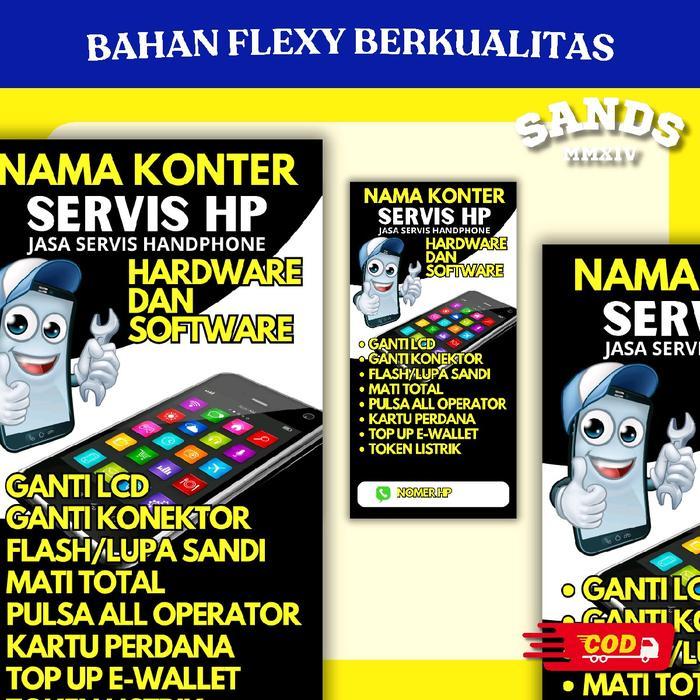 Younger_Shop Spanduk Banner Konter Service Hp Custom - Spanduk Konter Hp Bener Alat Cetak