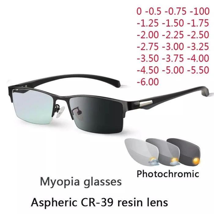 Kacamata Photochromic Minus Anti Radiasi UV400 Setengah Bingkai