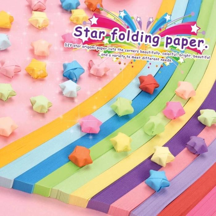` Origami bintang warna-warni, origami bintang keberuntungan berujung lima, origami buatan tangan