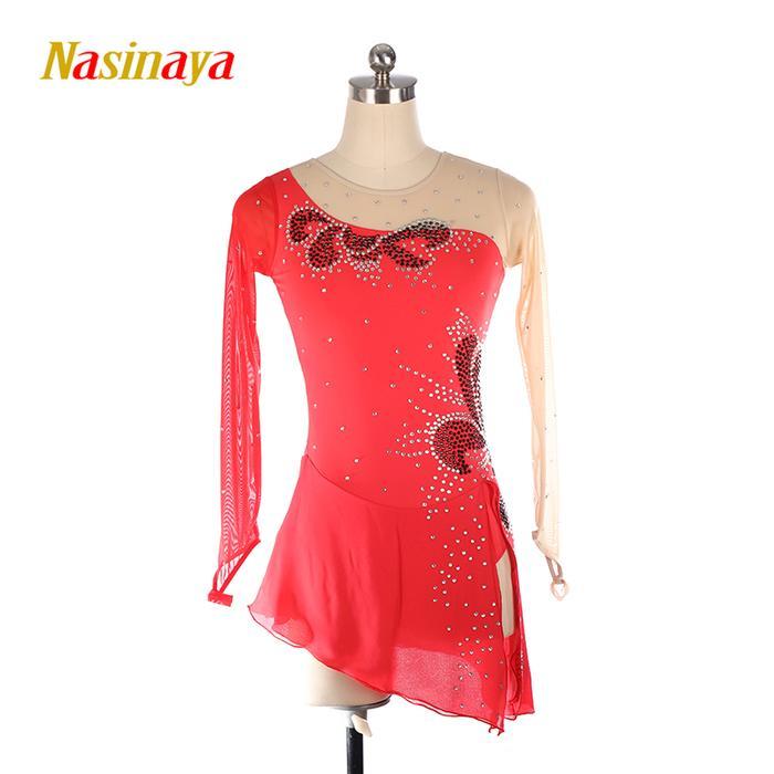 Figure Skating Dress Customized Competition Ice Skating Skirt Girl Women Kids_Gymnastics Red Black