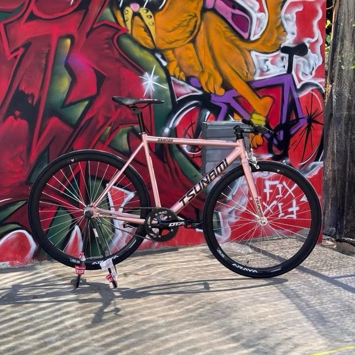 Sepeda fixie tsunami snm100 fullbike termurah - Rose Gold, Crank Ota