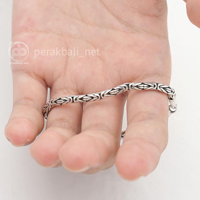 Gelang Pria-Wanita Perak Asli Silver 925 Vintage Link Borobudur