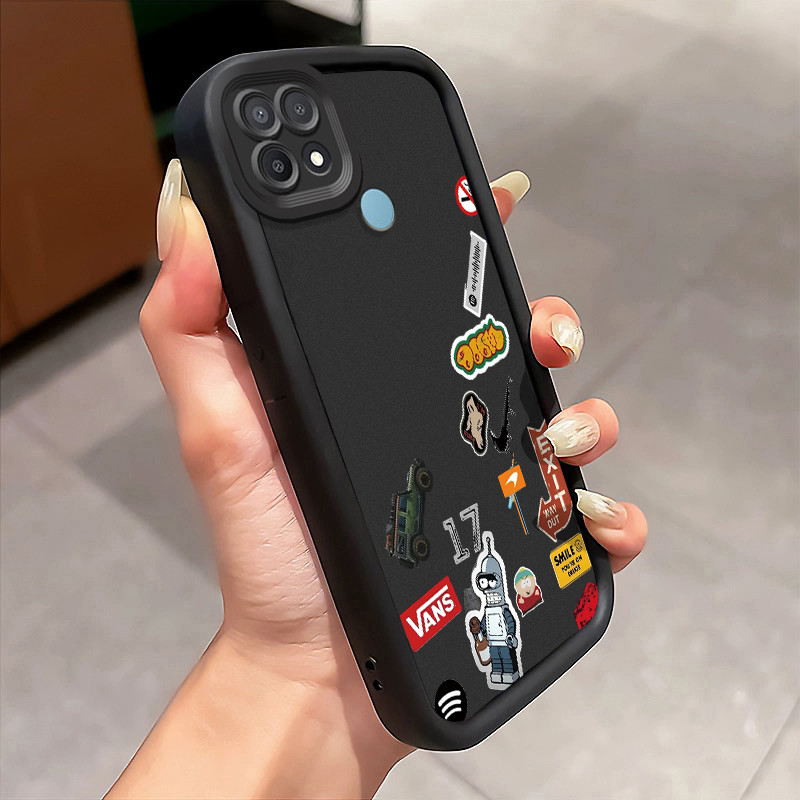 Casing Hp OPPO A15 A15s A35 Case Motif Fashion Trendi Label Stiker Huruf Kesing Phone Cover Kasing C