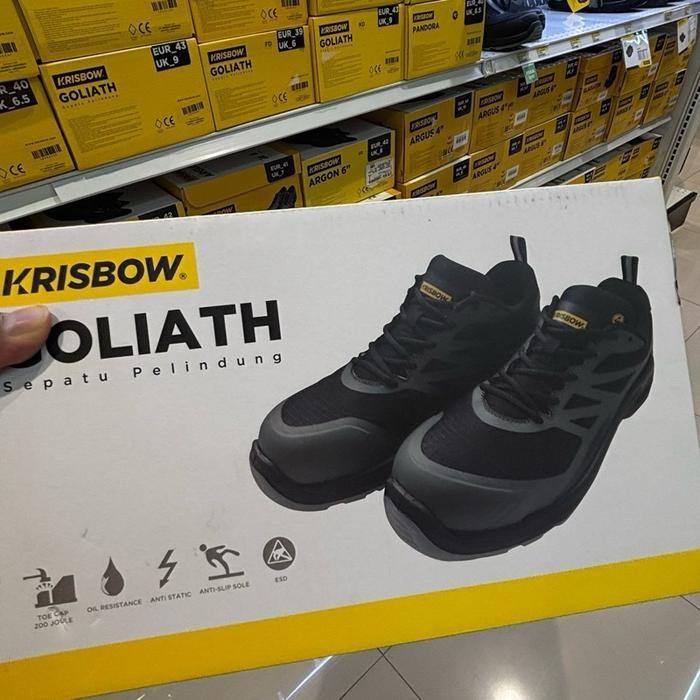 Krisbow sepatu pengaman pelindung kerja safety shoes goliath Pria Besi Hitam