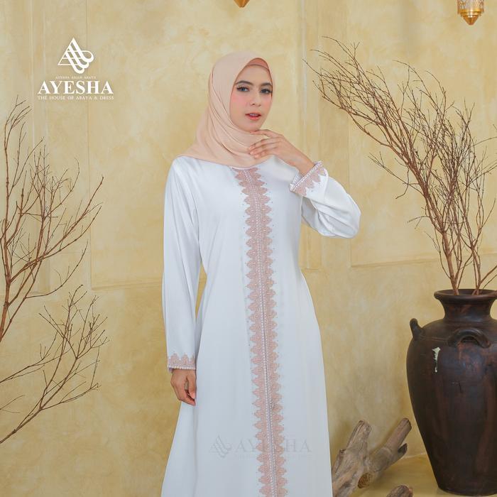 Gamis Putih Wanita Abaya Turkey Mewah Elegan Premium Terbaru