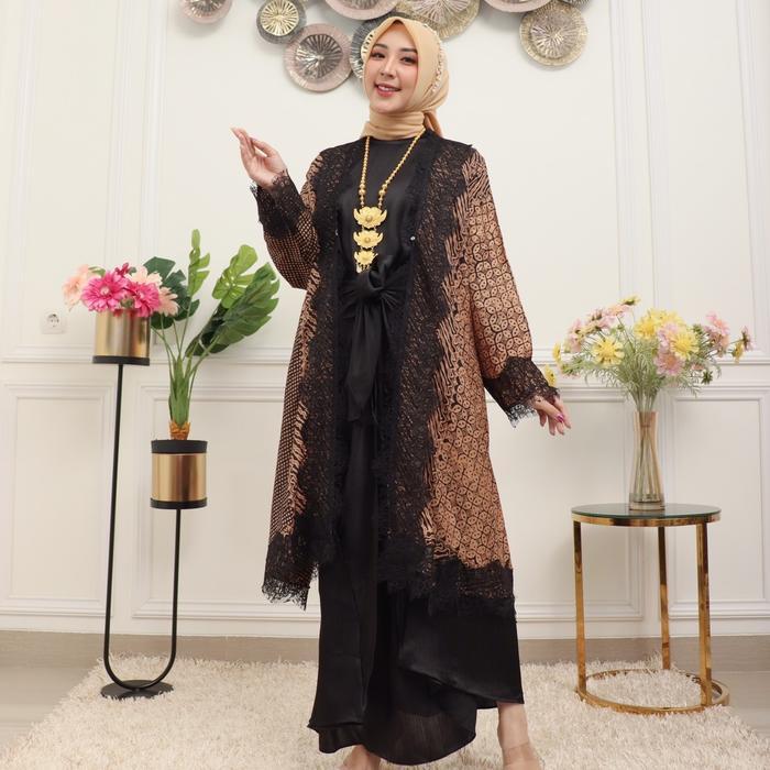 Kirani Set Kaftan Ikat Viscose Premium Gies 1171 Batik Formal Wanita Kondangan Dress Muslim Outer