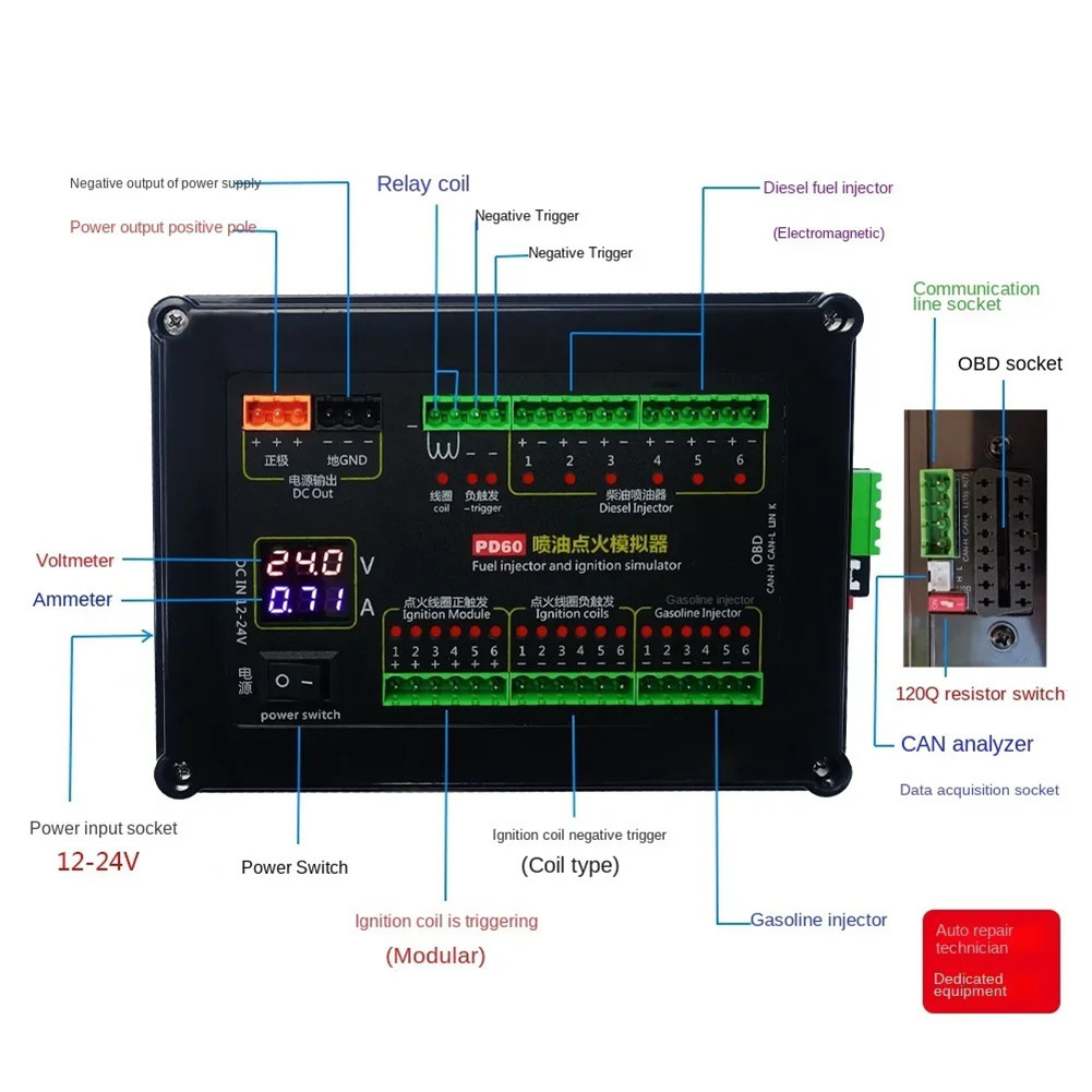 Pd60 Fuel Injection Ignition Simulator Vehicle Computer Inspection Test For Ignition Coil Of