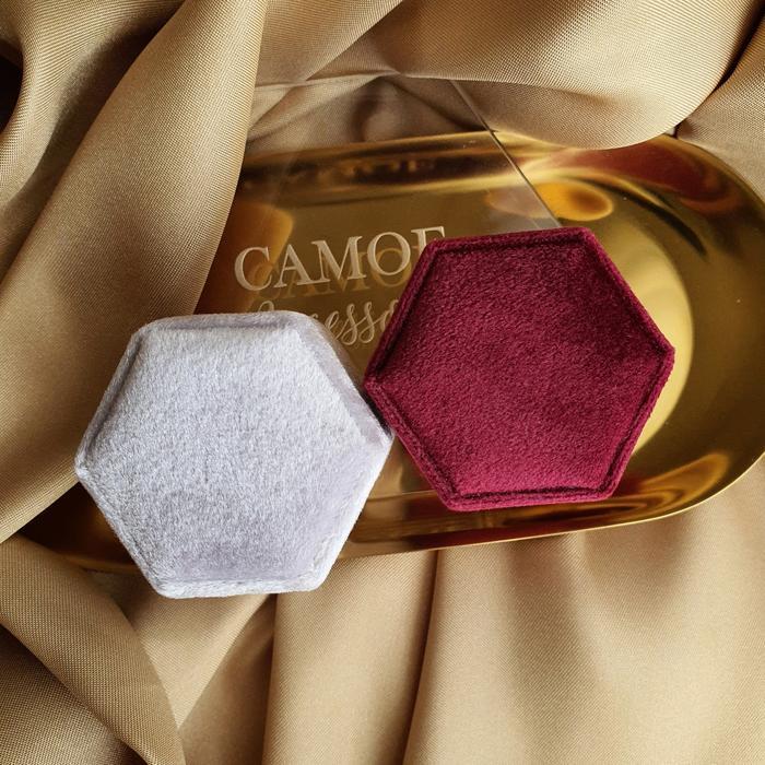 CAMOE - Engagement proposal velvet Wedding Ring box / Couple Ringbox