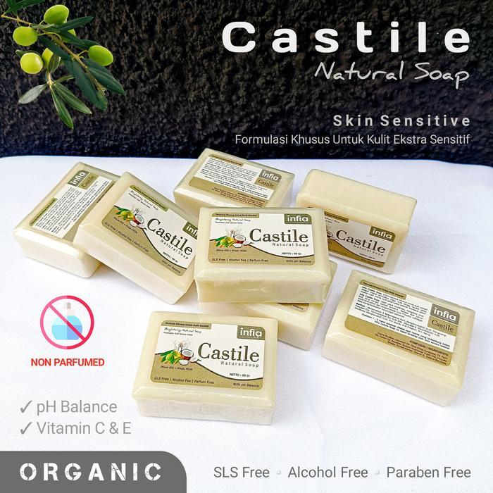 Castile Organic Soap Bar Non Parfum untuk Perawatan Kulit Sensitif - INFIA Sabun Castile Alami