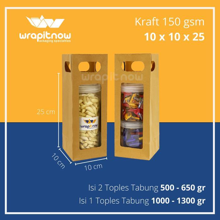 (20 Pcs) Paper Bag 10x10x25 Tas Kertas Mika Box Souvenir Tumbler Gable Box Premium Ekonomis