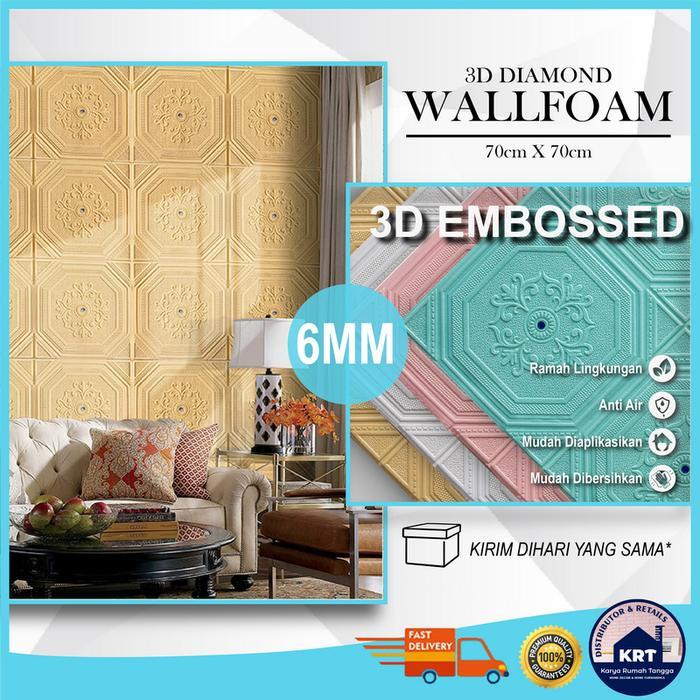 BATIK DIAMOND Wallpaper Foam 3D Klasik Diagonal Stiker DindingPlafon