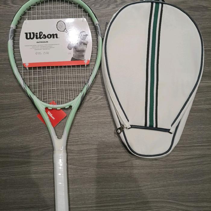 Wilson Intrigue Mint Intrigue Hijau Lime Raket Tennis Paket Tas Putih Stripes Raket Outdoor