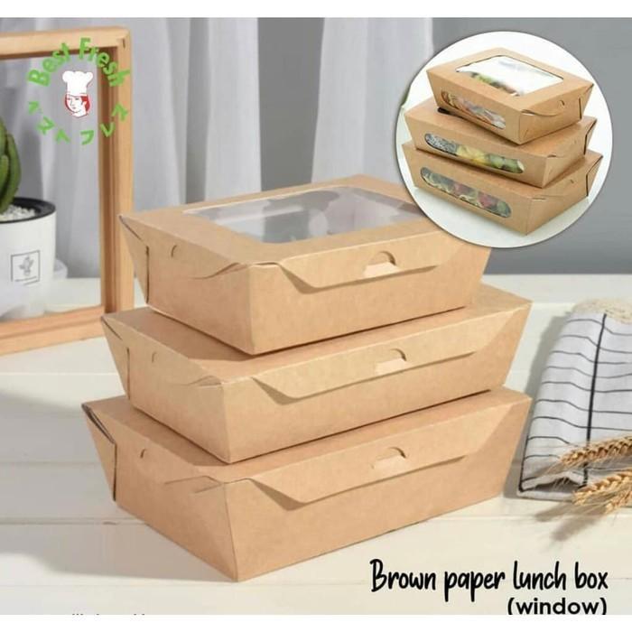 ID BROWN PAPER KRAFT LUNCH BOX WINDOW SIZE M - MEDIUM - KOTAK WINDOW