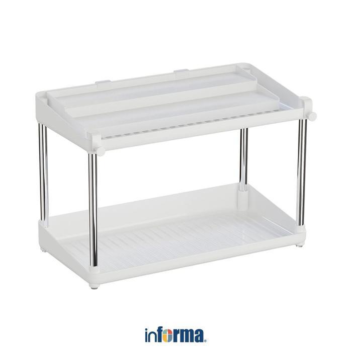 Informa Rak Penyimpanan Multifungsi 2 Tingkat - Putih Penyimpanan Bumbu Rak Dapur Organizer Meja