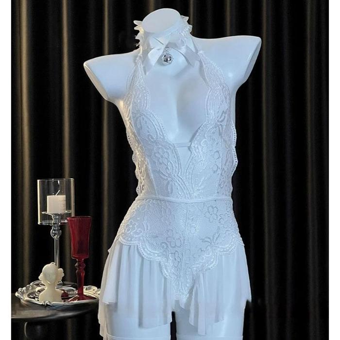 TERPERCAYA [GOODKITTY] L43 Lingerie Jumpsuit Transparan Open V-Neck Lingerie Bodysuit Premium 0043