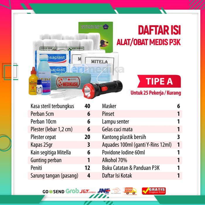 Ready Isi Obat P3K Lengkap Tipe A / Isi Kotak P3K Dinding Tipe A First