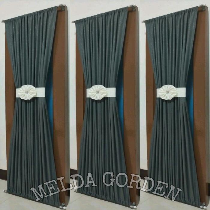 NEW Gorden Kupu Kupu Pita Ikat Polos Minimalis Katun Embos - Pilihan Warna: Abu Tua/Abu