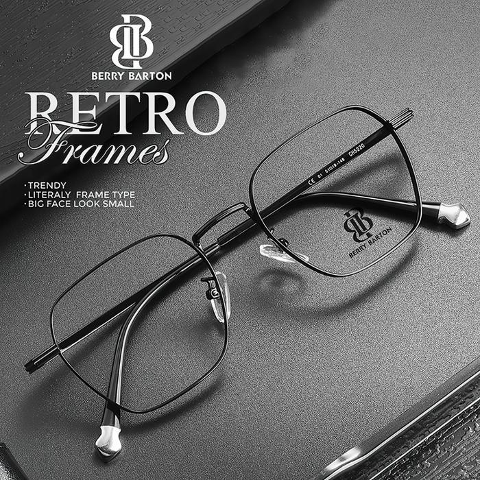 Berrybarton Bisnis Segi Kacamata Bisnis Segi Empat Alloy Lensa Minus Anti Radiasi Bluecromic Pria